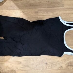 Black Sleeveless Jumpsuit with White Trim